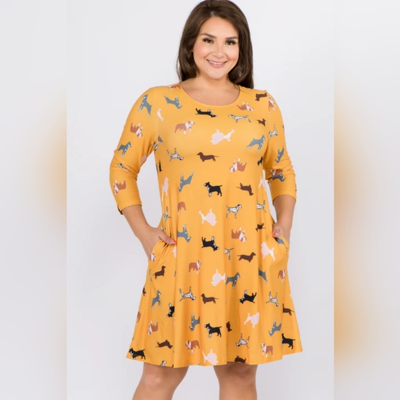 Mustard Yellow Dog Dress - Picture 1 of 3